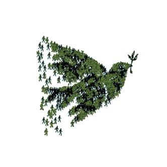 3d,Illustration,Of,Green,Forest,Bird,Symbol,Of,Peach,And